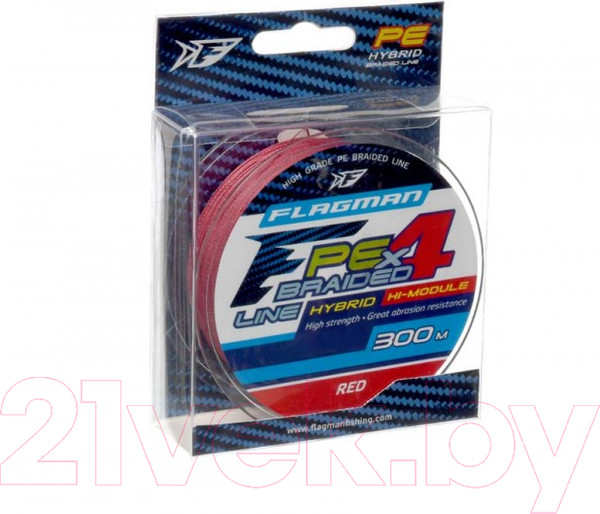 Изображение товара Леска плетеная Flagman Fishing PE Hybrid F4 300м Red 0.40мм 25кг 55lb / 30300-040