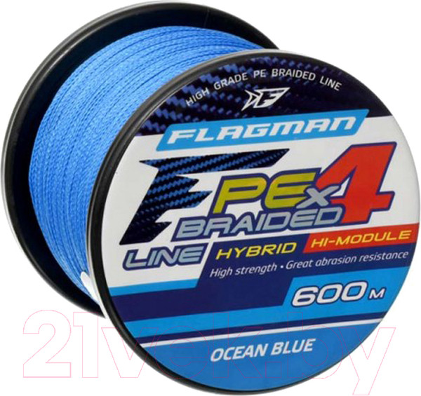 Изображение товара Леска плетеная Flagman Fishing PE Hybrid F4 600м Ocean Blue 0.50мм 32.5кг 70lb / 31600-050
