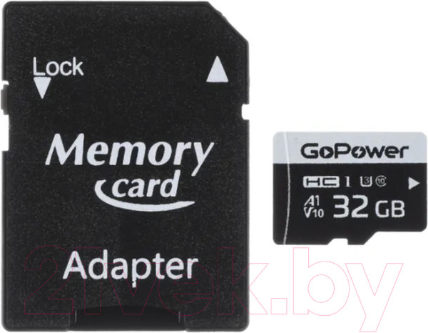 Изображение товара Карта памяти GoPower MicroSD 32GB Class10 / 00-00025675 (с адаптером)