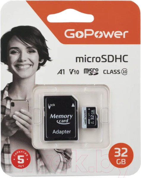 Изображение товара Карта памяти GoPower MicroSD 32GB Class10 / 00-00025675 (с адаптером)