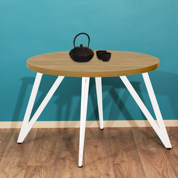 Изображение товара Обеденный стол Millwood Женева 2 Л D100 (дуб золотой Craft/металл белый)