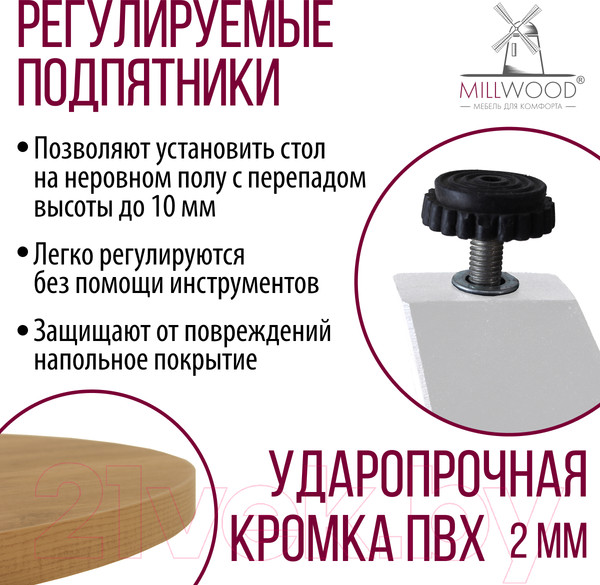 Изображение товара Обеденный стол Millwood Женева 2 Л D100 (дуб золотой Craft/металл белый)