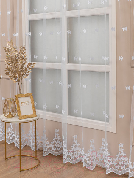 Изображение товара Гардина Amore Mio Вышивка Classic 6PL Babochka-w 300x270 / 92892 (белый)