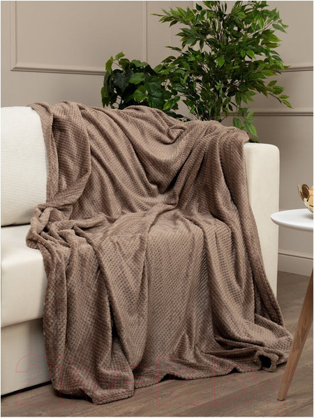 Изображение товара Плед TexRepublic Deco Ромбики Фланель 200x220 / 93409 (коричневый)