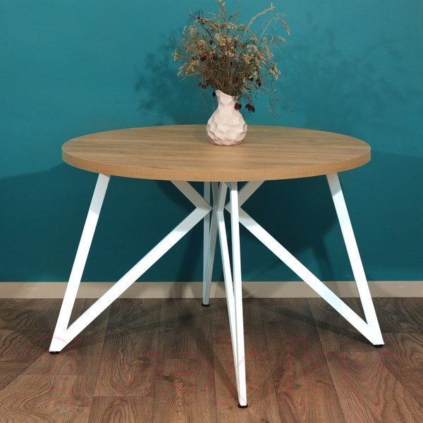 Изображение товара Обеденный стол Millwood Женева Л D110 (дуб золотой Craft/металл белый)