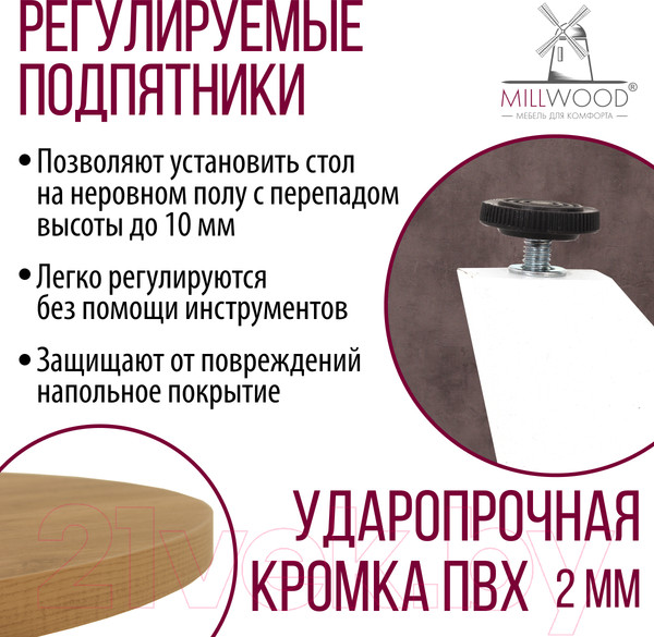 Изображение товара Обеденный стол Millwood Женева Л D110 (дуб золотой Craft/металл белый)