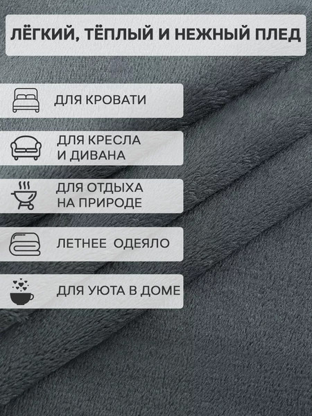 Изображение товара Плед TexRepublic Absolute Однотонный Фланель 150x200 / 95267 (серый)