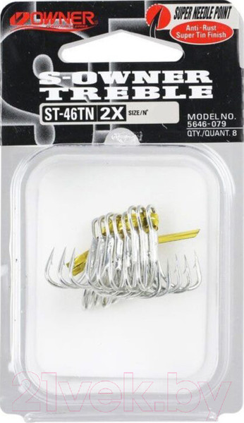 Изображение товара Набор крючков рыболовных Owner ST-46TN №2/0 / 5646-129 (6шт)