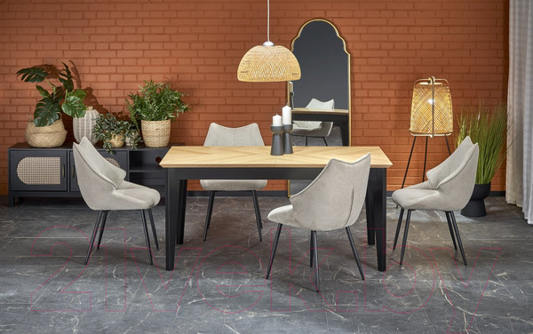 Изображение товара Обеденный стол Halmar Edmondo 160-240x90x75 (дуб/черный)
