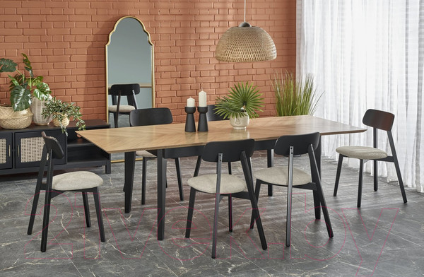 Изображение товара Обеденный стол Halmar Edmondo 160-240x90x75 (дуб/черный)