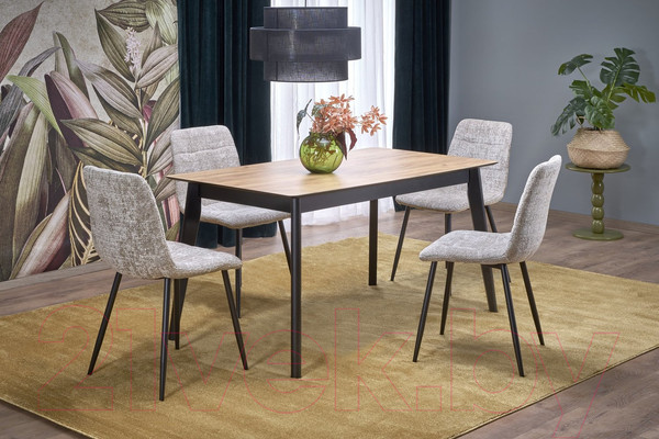 Изображение товара Обеденный стол Halmar Gulian 140-180x90x76 (дуб вотан/черный)