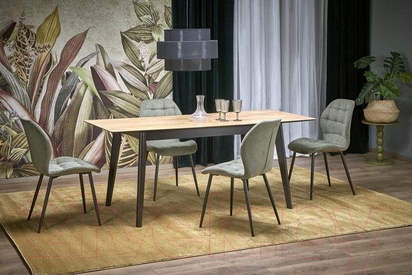 Изображение товара Обеденный стол Halmar Gulian 140-180x90x76 (дуб вотан/черный)