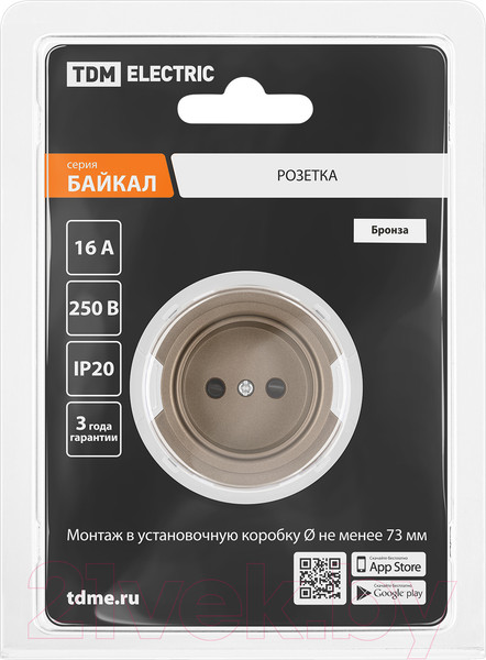 Изображение товара Розетка TDM Байкал / SQ1819-0408 (бронза)