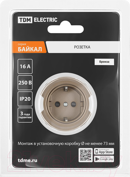 Изображение товара Розетка TDM Байкал / SQ1819-0407 (бронза)