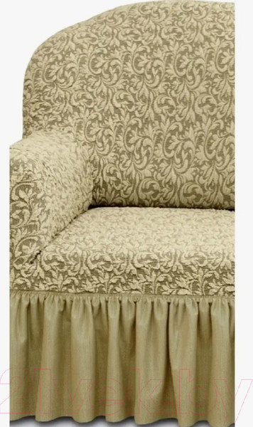 Изображение товара Чехол на 2-х местный диван Mio Tesoro ПО-4 жаккард Люкс 1858/543 (бежевый)