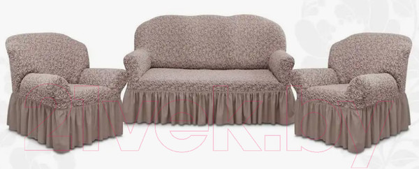 Изображение товара Чехол на 2-х местный диван Mio Tesoro ПО-4 жаккард Люкс 1858/1446 (капучино)