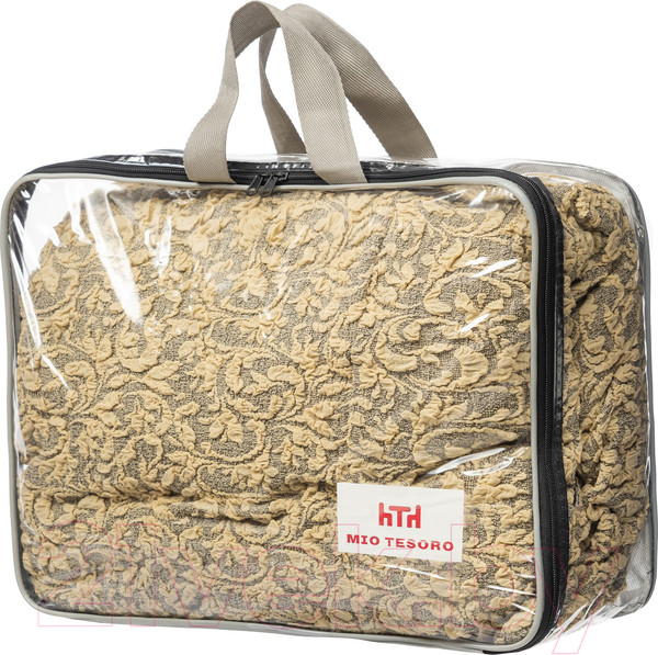 Изображение товара Чехол на угловой диван Mio Tesoro С оттоманкой ПО-3 жаккард Люкс 10034/543 (бежевый, левый)