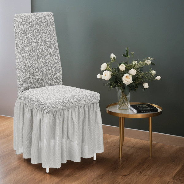 Изображение товара Чехол на стул Mio Tesoro Жаккард Люкс 10034/1582 (с оборкой)