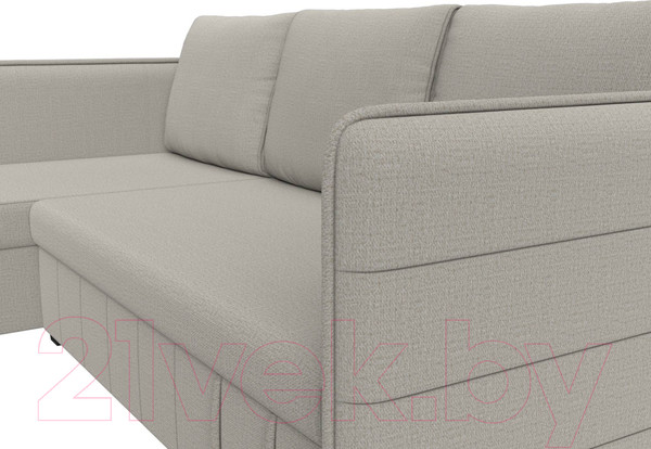 Изображение товара Диван угловой Лига Диванов Слим левый / 121147L (рогожка Амур бежевый)