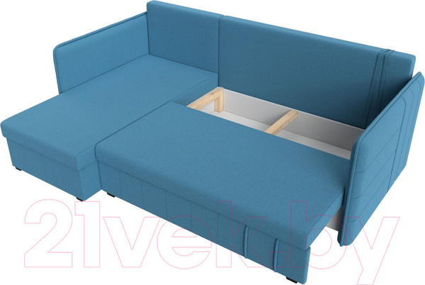 Изображение товара Диван угловой Лига Диванов Слим левый / 121150L (рогожка Амур голубой)