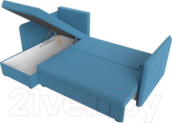Изображение товара Диван угловой Лига Диванов Слим левый / 121150L (рогожка Амур голубой)