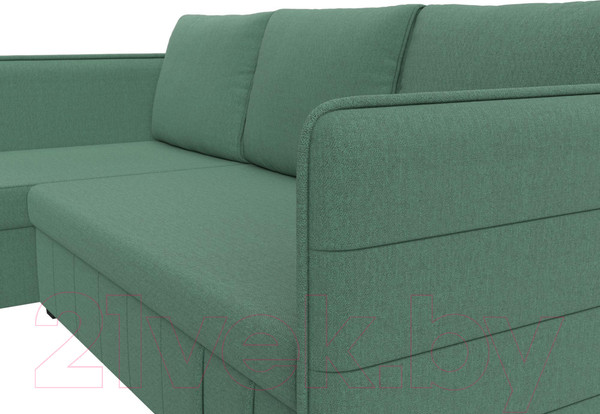 Изображение товара Диван угловой Лига Диванов Слим левый / 121151L (рогожка Амур зеленый)