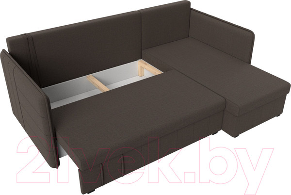 Изображение товара Диван угловой Лига Диванов Слим правый / 121148 (рогожка Амур коричневый)
