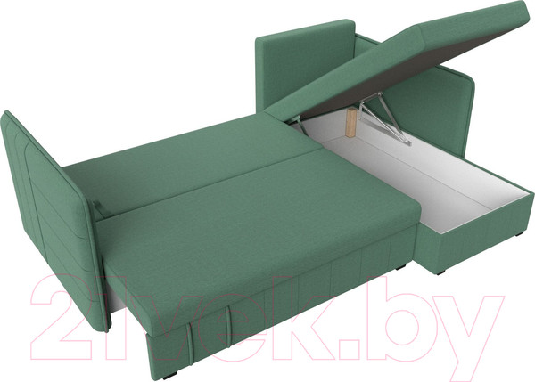 Изображение товара Диван угловой Лига Диванов Слим правый / 121151 (рогожка Амур зеленый)
