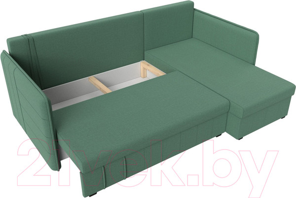 Изображение товара Диван угловой Лига Диванов Слим правый / 121151 (рогожка Амур зеленый)