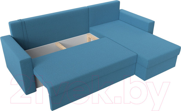 Изображение товара Диван угловой Лига Диванов Траумберг Лайт правый / 121140 (рогожка Амур голубой)