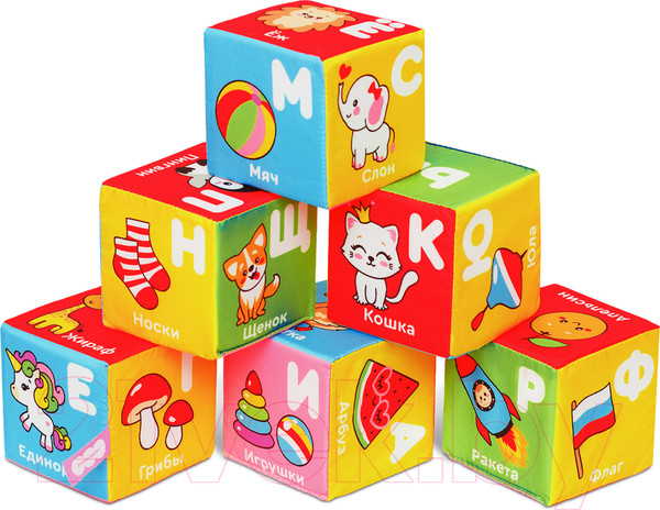 Изображение товара Развивающий игровой набор Мякиши Кубики Алфавит в картинках / 864