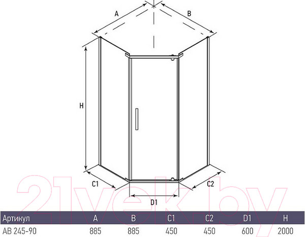 Изображение товара Душевой уголок Alex Baitler AB245-90
