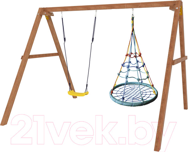 Изображение товара Качели National Tree Company Деревянные с гнездом с паутинкой / Р911-36