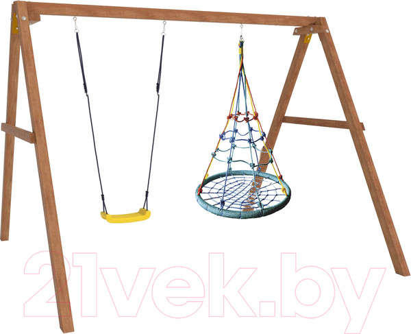 Изображение товара Качели National Tree Company Деревянные с гнездом с паутинкой / Р911-36
