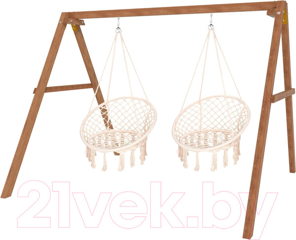 Изображение товара Качели National Tree Company Деревянные с подвесными креслами / Р911-38 (бежевый)