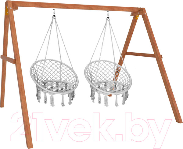 Изображение товара Качели National Tree Company Деревянные с подвесными креслами / Р911-39 (серый)