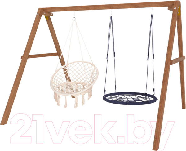Изображение товара Качели National Tree Company Деревянные с подвесными креслами и гнездом 100 / Р911-40 (бежевый)