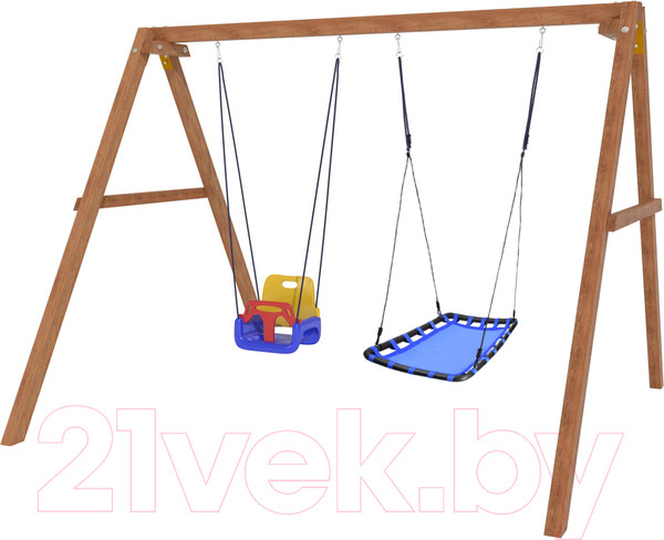 Изображение товара Качели National Tree Company Деревянные с гнездом Лодка и качелями со спинкой / Р911-42