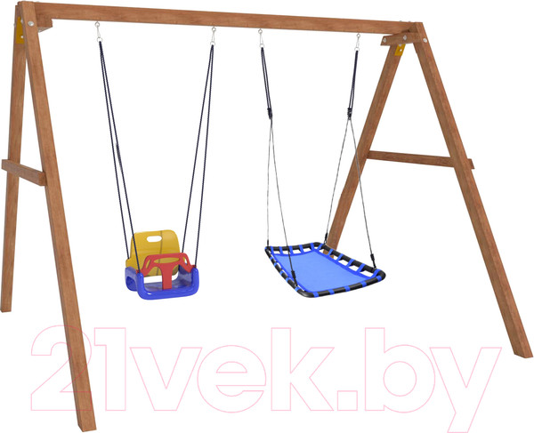 Изображение товара Качели National Tree Company Деревянные с гнездом Лодка и качелями со спинкой / Р911-42