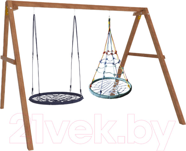 Изображение товара Качели National Tree Company Деревянные с гнездом с паутинкой и гнездом 100 / Р911-59