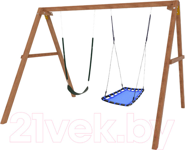 Изображение товара Качели National Tree Company Деревянные с гнездом Лодка и гибкими качелями / Р911-61 (голубой)