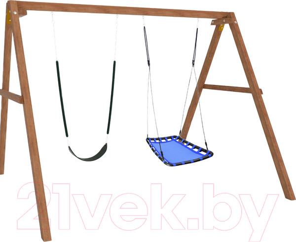 Изображение товара Качели National Tree Company Деревянные с гнездом Лодка и гибкими качелями / Р911-61 (голубой)