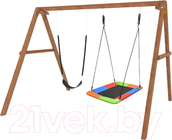 Изображение товара Качели National Tree Company Деревянные с гнездом Лодка и гибкими качелями / Р911-64 (разноцветный)