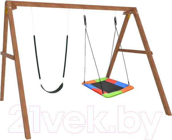 Изображение товара Качели National Tree Company Деревянные с гнездом Лодка и гибкими качелями / Р911-64 (разноцветный)