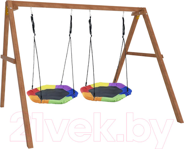 Изображение товара Качели National Tree Company Деревянные с двумя гнездами Гексагон / Р911-79