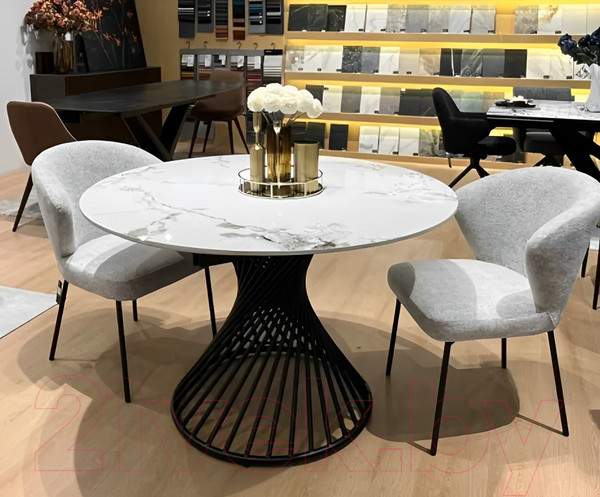 Изображение товара Обеденный стол M-City Bueno 120 Gloss / 614M05570 (Golden Jade Solid Ceramic/Black)