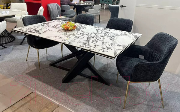 Изображение товара Обеденный стол M-City Vicenza 180 / 614M05561 (Gloss Bulgari White керамика/черный)