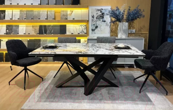 Изображение товара Обеденный стол M-City Vicenza 180 / 614M05561 (Gloss Bulgari White керамика/черный)