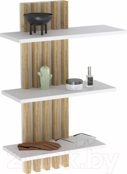 Изображение товара Полка Интерлиния LG-16 (белый платинум/дуб золотой)