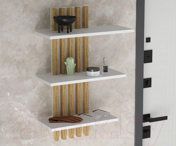 Изображение товара Полка Интерлиния LG-16 (белый платинум/дуб золотой)